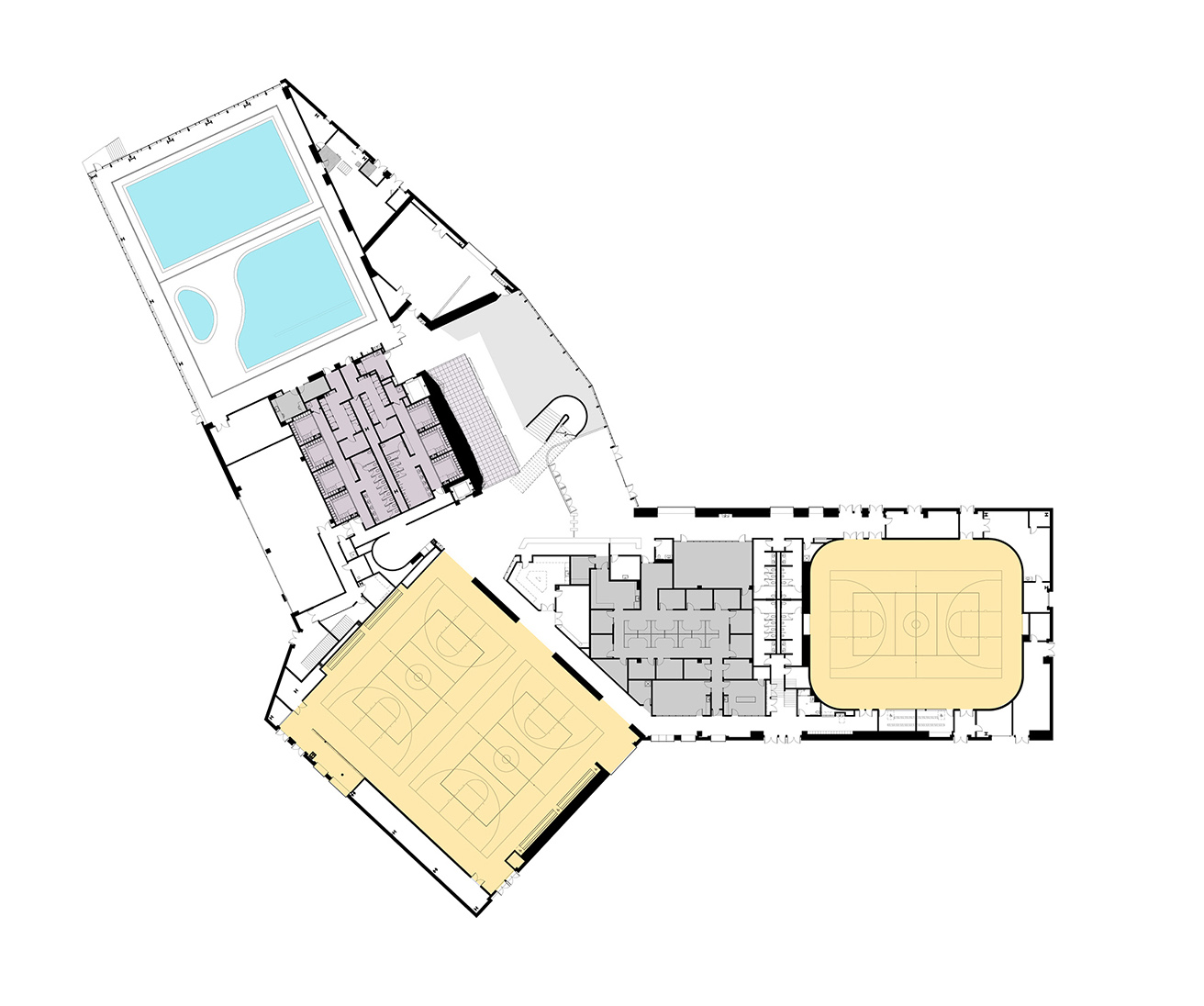 Ground floor plan of the Mashouf Wellness Center